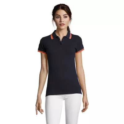 Polo damskie z piki 200 g/m² Sol's PASADENA WOMEN - French Navy/Neon Orange (S00578-FO)