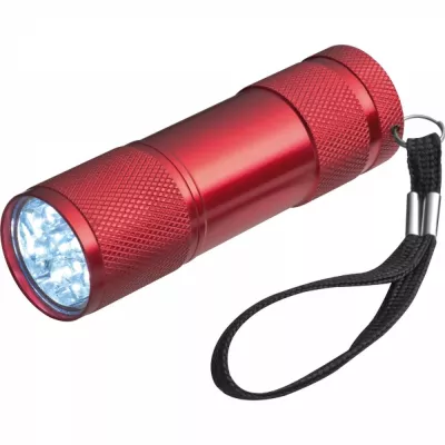 Latarka metalowa 9 LED DUNCAN - czerwony (8875705)