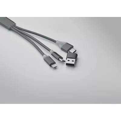 Kabel do ładowania 4 w 1 z brelokiem BLUE - Tytanowy (MO2141-18)