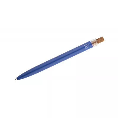 Długopis z recyklingowanego aluminium z korkowym przyciskiem KORIN - granatowy (19742-06)