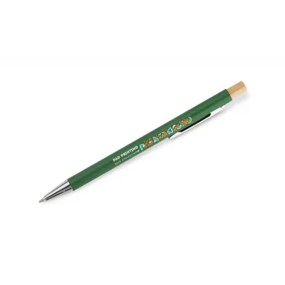Długopis metalowy z bambusowym przyciskiem KIVO - zielony (19732-05)