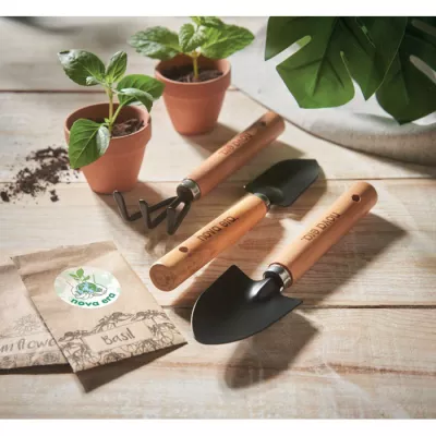 Zestaw narzędzi ogrodowych w etui z filcu RPET GRASS - Czarny (MO2153-03)