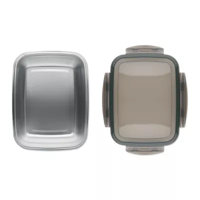 Lunchbox stalowy 1500 ml z przegrodą LOX PLUS - Przezroczysty Szary (MO2344-27)