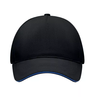 Czapka z daszkiem 5-panelowa 260 g/m² LONG BEACH SINGA - Czarny/Granatowy (MO6875-81)