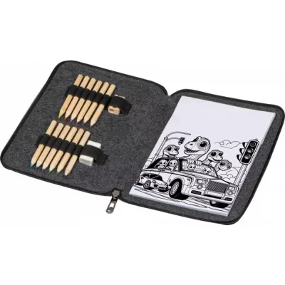 Kolorowanka z kredkami drewnianymi 12 kolorów FRITZ - ciemnoszary (2437877)