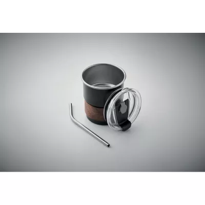 Kubek stalowy ze słomką 260 ml MATE - Czarny (MO2423-03)