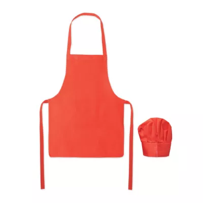 Fartuch i czapka kucharska dla dzieci 80 g/m² KID CHEF - Czerwony (MO2826-05)