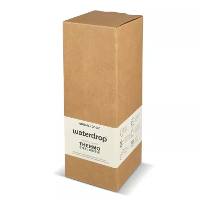 Butelka ze stali nierdzewnej Waterdrop z bambusową nakrętką 600 ml - biały (LT47002-N0001)