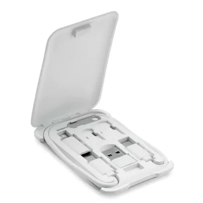 Zestaw kabli 3 w 1 z podstawką na telefon YAPO+ - Bialy (MO6817-06)