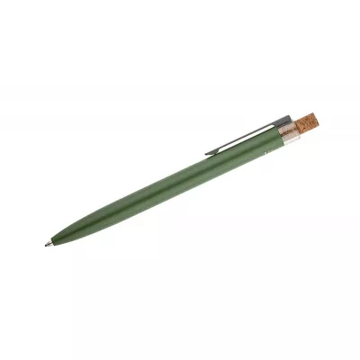 Długopis z recyklingowanego aluminium z korkowym przyciskiem KORIN - zielony butelkowy (19742-18)