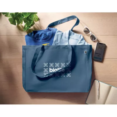 Torba z bawełny z recyklingu 280 g/m² RESPECT COLOURED - Niebieski (MO6380-04)