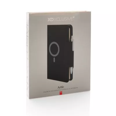 Teczka konferencyjna, notatnik A5, ładowarka bezprzewodowa, power bank 8000 mAh - czarny (P774.312)