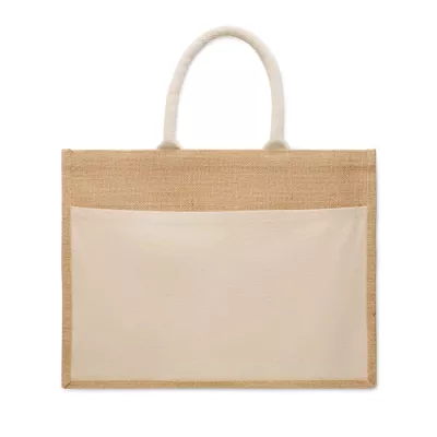 Torba z juty i płótna z kieszenią 280 g/m² BAGA - Bezowy (MO2858-13)