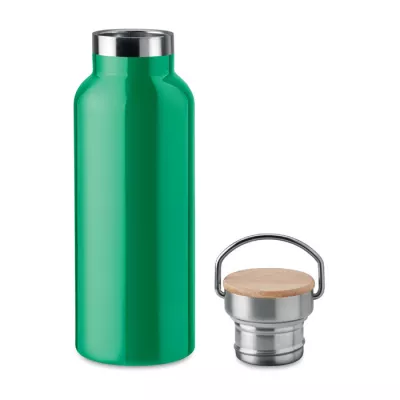 Termos dwuścienny z bambusową pokrywką 500 ml HELSINKI - Zielony (MO9431-09)
