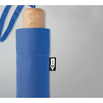 Parasol składany 21" z RPET z drewnianą rączką TRALEE - Niebieski (MO9604-37)