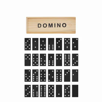 Klasyczna gra DOMINO - czarny, drewniano (56-0501011)