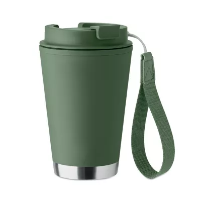 Kubek dwuścienny z PP z paskiem 300 ml TOPIZ - Ciemnozielony (MO2596-60)