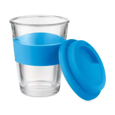 Kubek szklany z pokrywką i uchwytem 350 ml ASTOGLASS - Niebieski (MO9992-04)
