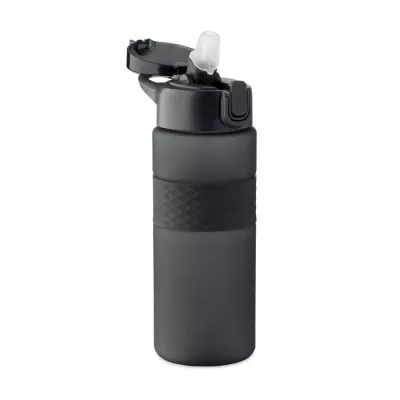 Butelka z RPET ze słomką 700 ml ISJFORDEN - Czarny (MO2755-03)