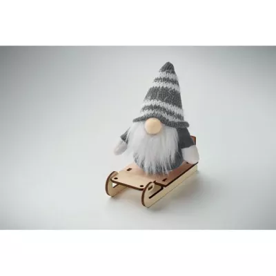 Skrzat świąteczny na drewnianych saniach FROSTY SLEIGH - Szary (CX1588-07)