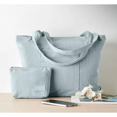 Torba sztruksowa duża z zamkiem 220 g/m² CORDY G - Baby Blue (MO2875-66)
