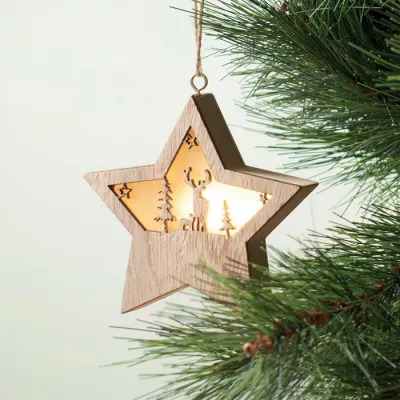 Gwiazda świąteczna z MDF z lampką STARLIGHT - Drewna (CX1527-40)