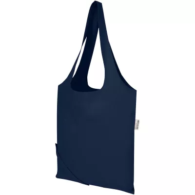 Madras Blend - torba na zakupy, wykonana z recyklingowanej baweły o gramaturze 140 g/m² posiadającej certyfikat GRS, składana - Granatowy (12080555)