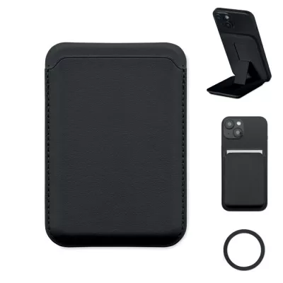 Etui magnetyczne na 3 karty z podstawką KARTA STAND - Czarny (MO2983-03)