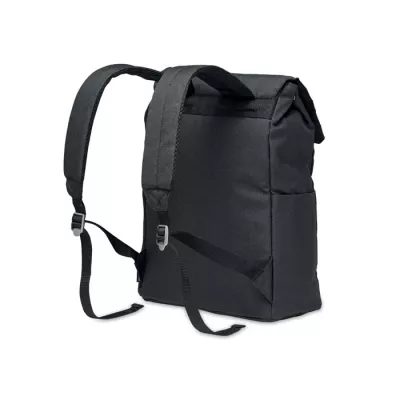 Plecak na laptop 15" z RPET z zatrzaskiem DAEGU LAP - Czarny (MO6464-03)