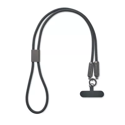 Smycz do telefonu z kablem 60W USB-C SHAKA - Czarny (MO2585-03)