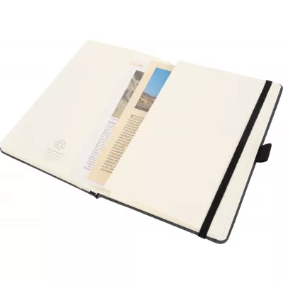 Notatnik A5 w linie ze skóry z recyklingu TRACY - czarny (2274603)