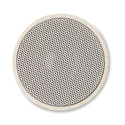 Głośnik bezprzewodowy 3W ze słomy ROUND BASS+ - Bezowy (MO9995-13)