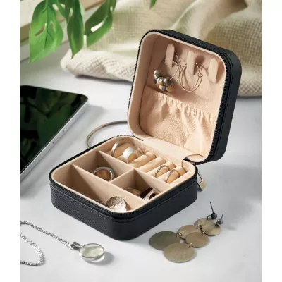 Szkatułka podróżna na biżuterię z PU JULBOX - Czarny (MO3146-03)