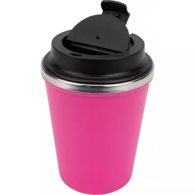 Kubek termiczny 350 ml z powłoką z recyklingu METODY - różowy (8496211)