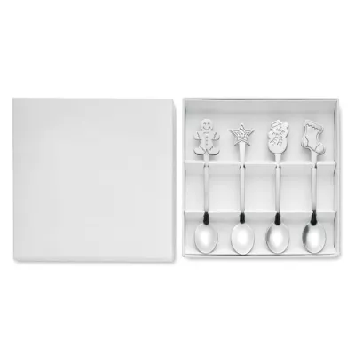 Łyżeczki do herbaty świąteczne 4 szt. CHIP SET - Srebrny Mat (CX1533-16)