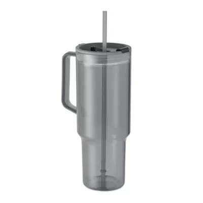 Kubek z RPET ze słomką 1200 ml MUGORA - Przezroczysty Szary (MO2964-27)