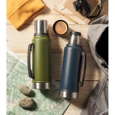 Termos stalowy z kubkiem 1000 ml NYIMA - Ciemnozielony (MO2710-60)