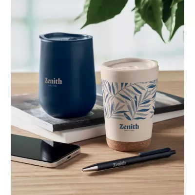 Kubek dwuścienny z korkową podstawą 300 ml CO - Bezowy (MO2446-13)