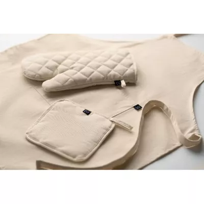 Fartuch z rękawicą i łapką 180 g/m² GALA SET - Bezowy (MO3171-13)