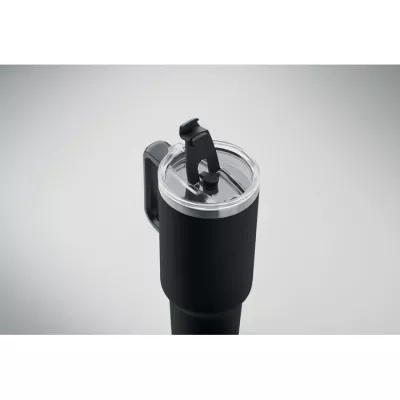 Kubek termiczny stalowy ze słomką 1200 ml SUMA - Czarny (MO2327-03)