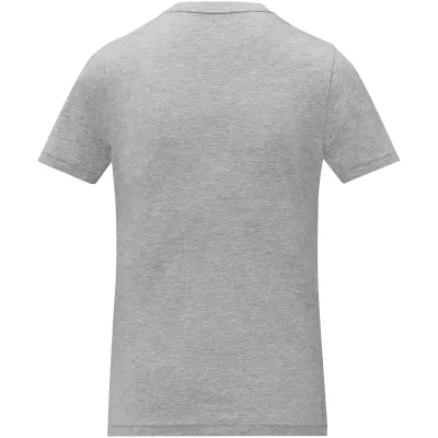 Koszulka damska Somoto z krótkim rękawem i kołnierzem w serek  - Szary melanż (38031-H_GREY)