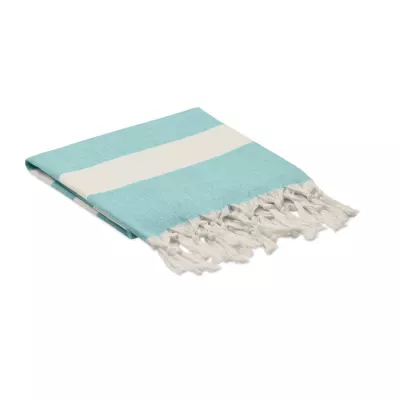 Ręcznik hammam z recyklingu 75x150 cm 140 g/m² AGOURA - Turkusowy (MO6554-12)