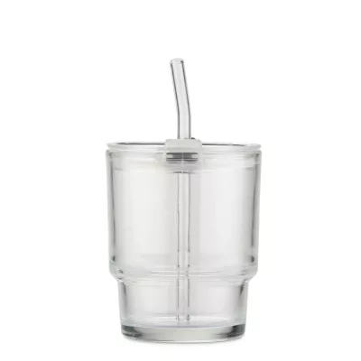 Kubek szklany z rurką NOA 350 ml - przezroczysty (16059-00)