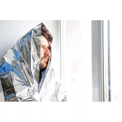 Koc ratunkowy 130x210 cm w etui RPET HELP - Czarny (MO6726-03)