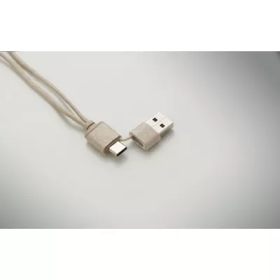 Zestaw kabli w etui ze słomy pszenicznej CABSTRA - Bezowy (MO2921-13)