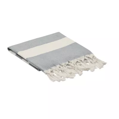 Ręcznik hammam z recyklingu 75x150 cm 140 g/m² AGOURA - Kamienny Szary (MO6554-15)