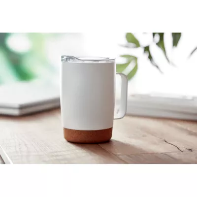 Kubek termiczny stalowy z korkową podstawą 300 ml RUBY - Bialy (MO6533-06)