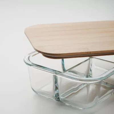 Lunchbox szklany 3-komorowy 800 ml TUNDRA 3 - Przezroczysty (MO6973-22)