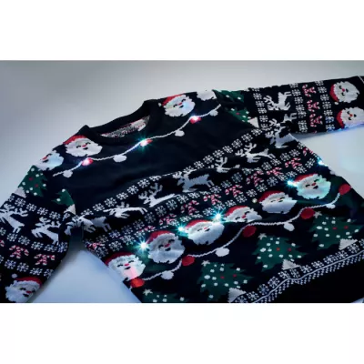 Sweter świąteczny z 10 lampkami LED L/XL SHAMIS LARGE - Czarny (CX1554-03)