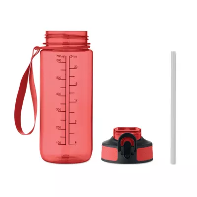 Butelka sportowa motywacyjna z RPET 700 ml ENKEL - Przezroczysty Czerwony (MO2792-25)